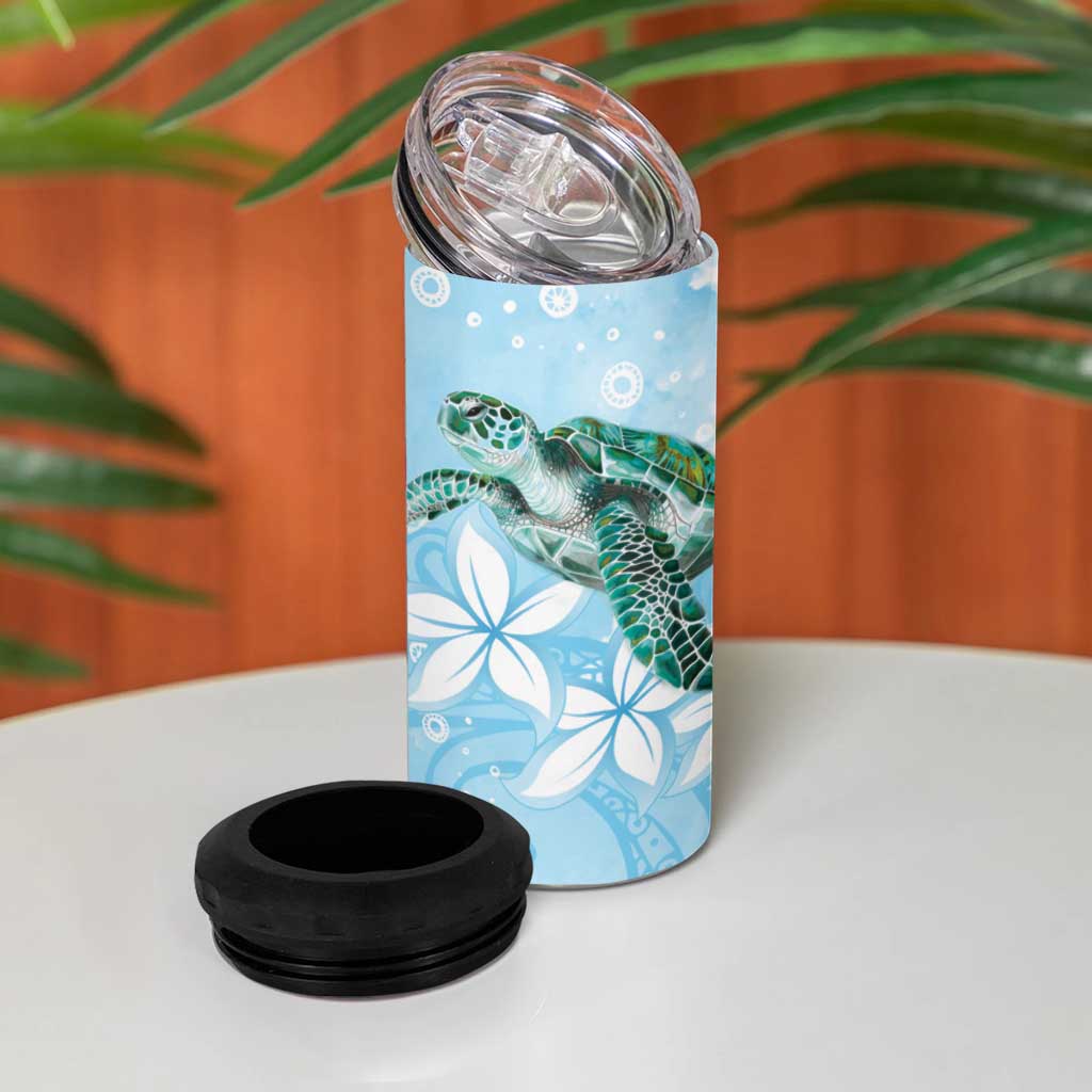 Personalised Polynesia Valentine's Day 4 in 1 Can Cooler Tumbler SeaTurtle Couple Polynesian - Fairy Sparkles Color LT14 - Polynesian Pride