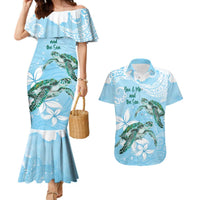 Personalised Polynesia Valentine's Day Couples Matching Mermaid Dress and Hawaiian Shirt SeaTurtle Couple Polynesian - Fairy Sparkles Color LT14 Blue - Polynesian Pride