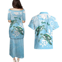 Personalised Polynesia Valentine's Day Couples Matching Puletasi and Hawaiian Shirt SeaTurtle Couple Polynesian - Fairy Sparkles Color LT14 - Polynesian Pride