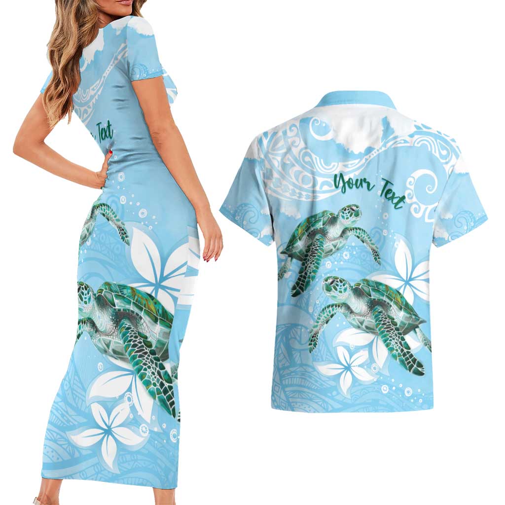 Personalised Polynesia Valentine's Day Couples Matching Short Sleeve Bodycon Dress and Hawaiian Shirt SeaTurtle Couple Polynesian - Fairy Sparkles Color LT14 - Polynesian Pride