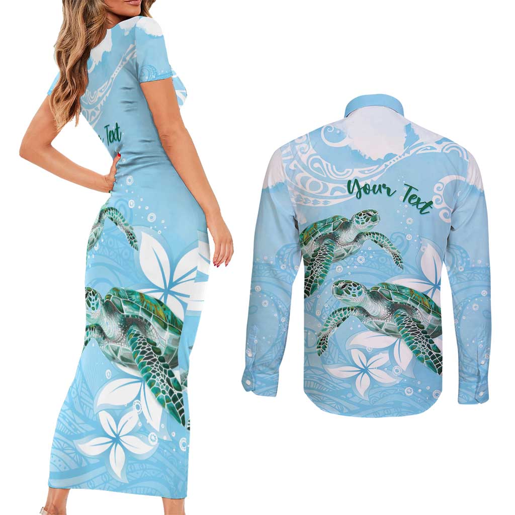 Personalised Polynesia Valentine's Day Couples Matching Short Sleeve Bodycon Dress and Long Sleeve Button Shirt SeaTurtle Couple Polynesian - Fairy Sparkles Color LT14 - Polynesian Pride