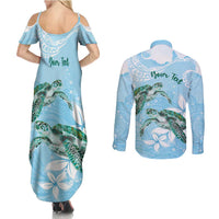 Personalised Polynesia Valentine's Day Couples Matching Summer Maxi Dress and Long Sleeve Button Shirt SeaTurtle Couple Polynesian - Fairy Sparkles Color LT14 - Polynesian Pride