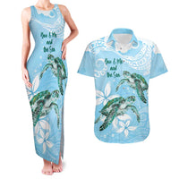 Personalised Polynesia Valentine's Day Couples Matching Tank Maxi Dress and Hawaiian Shirt SeaTurtle Couple Polynesian - Fairy Sparkles Color LT14 Blue - Polynesian Pride