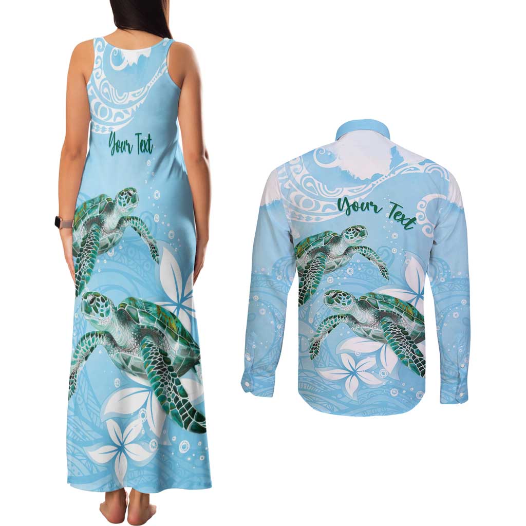 Personalised Polynesia Valentine's Day Couples Matching Tank Maxi Dress and Long Sleeve Button Shirt SeaTurtle Couple Polynesian - Fairy Sparkles Color LT14 - Polynesian Pride