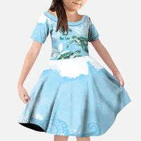 Personalised Polynesia Valentine's Day Family Matching Mermaid Dress and Hawaiian Shirt SeaTurtle Couple Polynesian - Fairy Sparkles Color LT14 Daughter's Dress Blue - Polynesian Pride