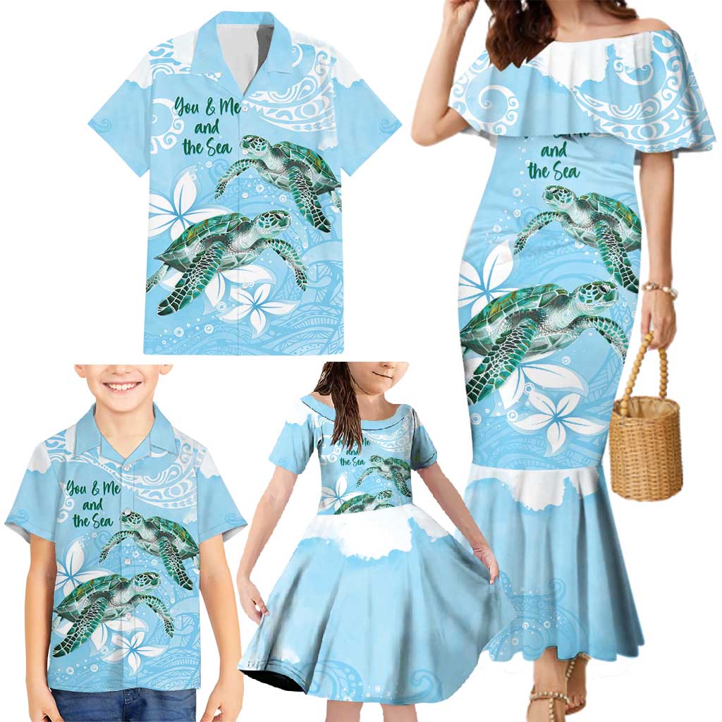 Personalised Polynesia Valentine's Day Family Matching Mermaid Dress and Hawaiian Shirt SeaTurtle Couple Polynesian - Fairy Sparkles Color LT14 - Polynesian Pride