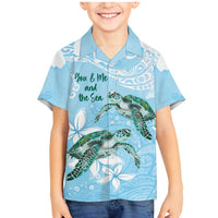 Personalised Polynesia Valentine's Day Family Matching Mermaid Dress and Hawaiian Shirt SeaTurtle Couple Polynesian - Fairy Sparkles Color LT14 Son's Shirt Blue - Polynesian Pride