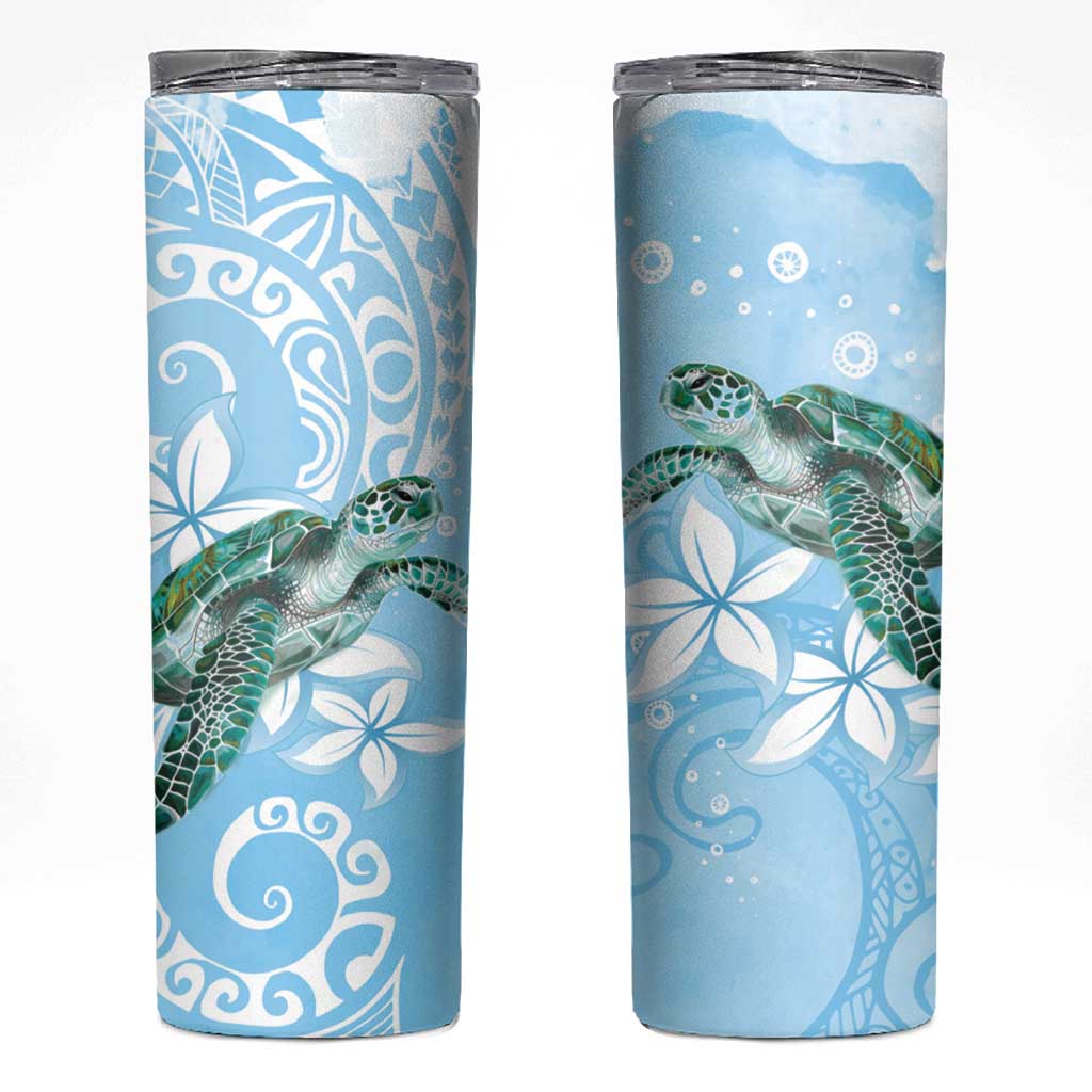 Personalised Polynesia Valentine's Day Skinny Tumbler SeaTurtle Couple Polynesian - Fairy Sparkles Color LT14 Blue - Polynesian Pride