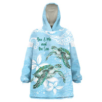 Personalised Polynesia Valentine's Day Wearable Blanket Hoodie SeaTurtle Couple Polynesian - Fairy Sparkles Color LT14 One Size Blue - Polynesian Pride