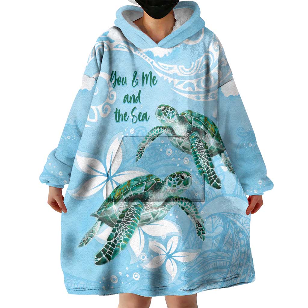 Personalised Polynesia Valentine's Day Wearable Blanket Hoodie SeaTurtle Couple Polynesian - Fairy Sparkles Color LT14 - Polynesian Pride