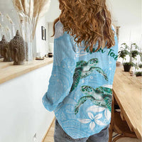 Personalised Polynesia Valentine's Day Women Casual Shirt SeaTurtle Couple Polynesian - Fairy Sparkles Color LT14 - Polynesian Pride