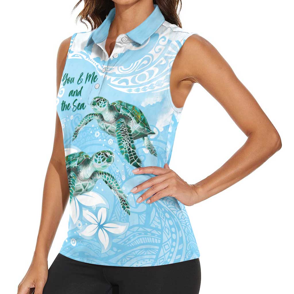 Personalised Polynesia Valentine's Day Women Sleeveless Polo Shirt SeaTurtle Couple Polynesian - Fairy Sparkles Color LT14 - Polynesian Pride