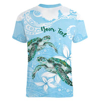 Personalised Polynesia Valentine's Day Women V-Neck T-Shirt SeaTurtle Couple Polynesian - Fairy Sparkles Color LT14 - Polynesian Pride