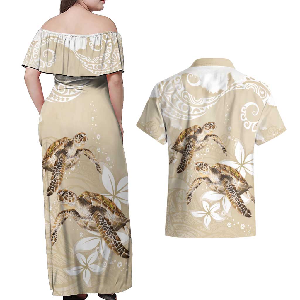 Happy Valentine's Day Polynesia Couples Matching Off Shoulder Maxi Dress and Hawaiian Shirt SeaTurtle Couple Polynesian - Pollinate Color LT14 - Polynesian Pride