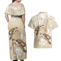 Happy Valentine's Day Polynesia Couples Matching Off Shoulder Maxi Dress and Hawaiian Shirt SeaTurtle Couple Polynesian - Pollinate Color LT14 - Polynesian Pride