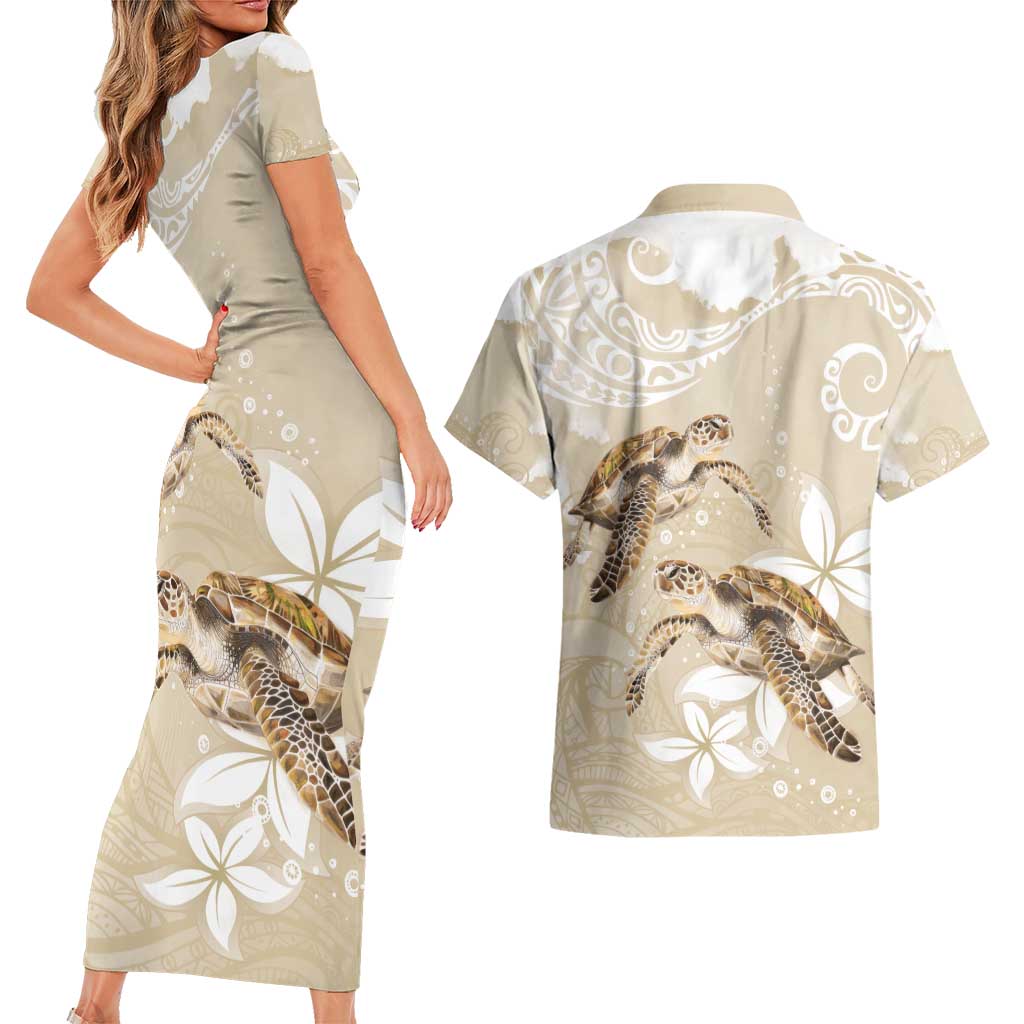 Happy Valentine's Day Polynesia Couples Matching Short Sleeve Bodycon Dress and Hawaiian Shirt SeaTurtle Couple Polynesian - Pollinate Color LT14 - Polynesian Pride