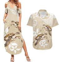 Happy Valentine's Day Polynesia Couples Matching Summer Maxi Dress and Hawaiian Shirt SeaTurtle Couple Polynesian - Pollinate Color LT14 Beige - Polynesian Pride