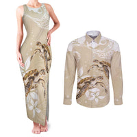 Happy Valentine's Day Polynesia Couples Matching Tank Maxi Dress and Long Sleeve Button Shirt SeaTurtle Couple Polynesian - Pollinate Color LT14 Beige - Polynesian Pride