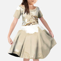 Happy Valentine's Day Polynesia Family Matching Long Sleeve Bodycon Dress and Hawaiian Shirt SeaTurtle Couple Polynesian - Pollinate Color LT14 Daughter's Dress Beige - Polynesian Pride