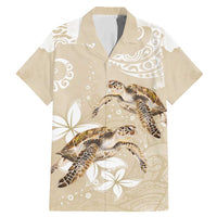 Happy Valentine's Day Polynesia Family Matching Mermaid Dress and Hawaiian Shirt SeaTurtle Couple Polynesian - Pollinate Color LT14 Dad's Shirt - Short Sleeve Beige - Polynesian Pride