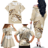 Happy Valentine's Day Polynesia Family Matching Off The Shoulder Long Sleeve Dress and Hawaiian Shirt SeaTurtle Couple Polynesian - Pollinate Color LT14 - Polynesian Pride