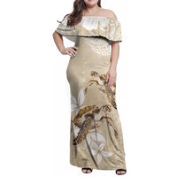 Happy Valentine's Day Polynesia Family Matching Off Shoulder Maxi Dress and Hawaiian Shirt SeaTurtle Couple Polynesian - Pollinate Color LT14 Mom's Dress Beige - Polynesian Pride