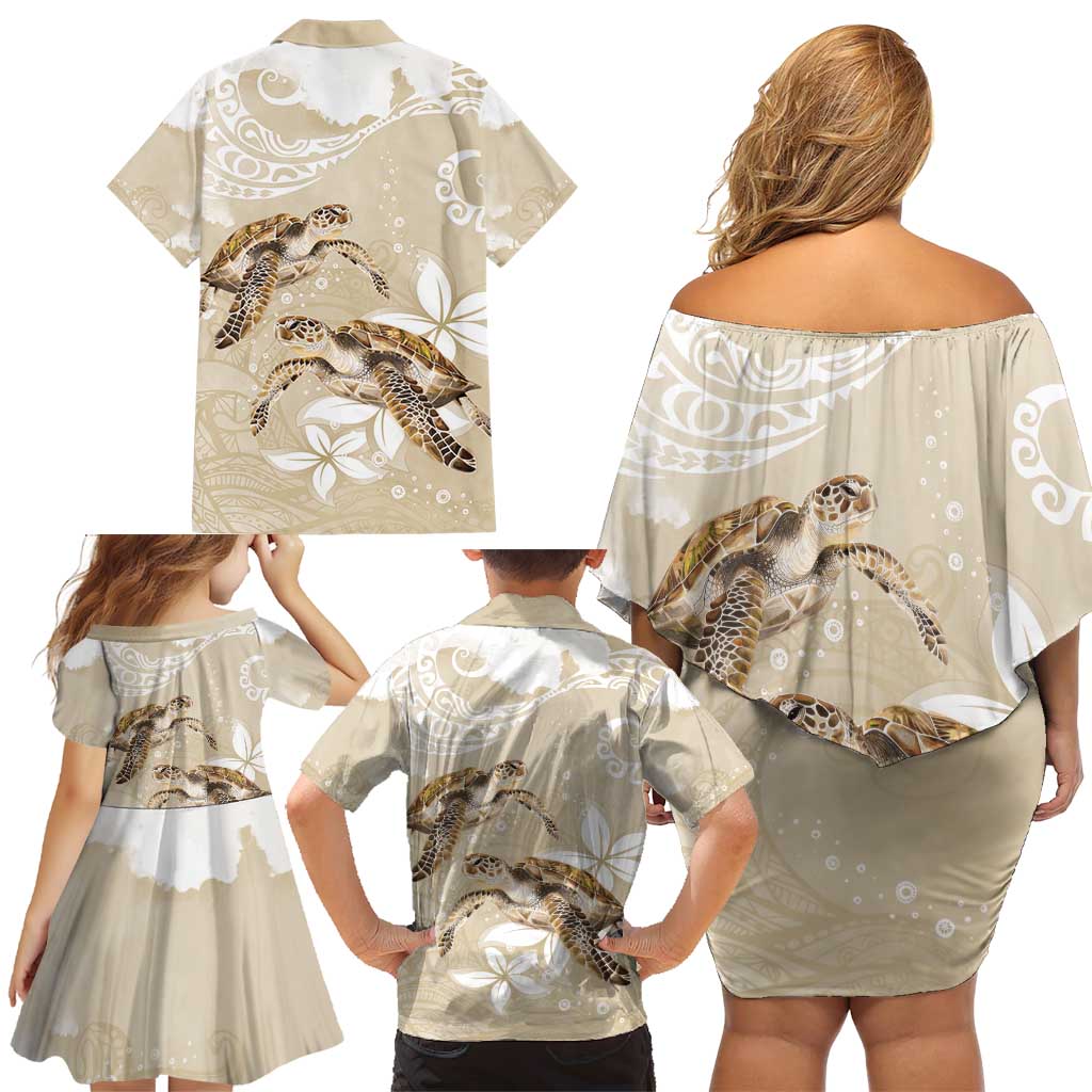 Happy Valentine's Day Polynesia Family Matching Off Shoulder Short Dress and Hawaiian Shirt SeaTurtle Couple Polynesian - Pollinate Color LT14 - Polynesian Pride