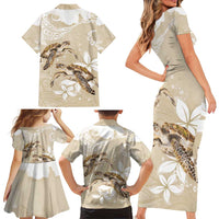 Happy Valentine's Day Polynesia Family Matching Short Sleeve Bodycon Dress and Hawaiian Shirt SeaTurtle Couple Polynesian - Pollinate Color LT14 - Polynesian Pride