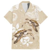 Happy Valentine's Day Polynesia Family Matching Short Sleeve Bodycon Dress and Hawaiian Shirt SeaTurtle Couple Polynesian - Pollinate Color LT14 Dad's Shirt - Short Sleeve Beige - Polynesian Pride
