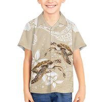 Happy Valentine's Day Polynesia Kid Hawaiian Shirt SeaTurtle Couple Polynesian - Pollinate Color LT14 Kid Beige - Polynesian Pride