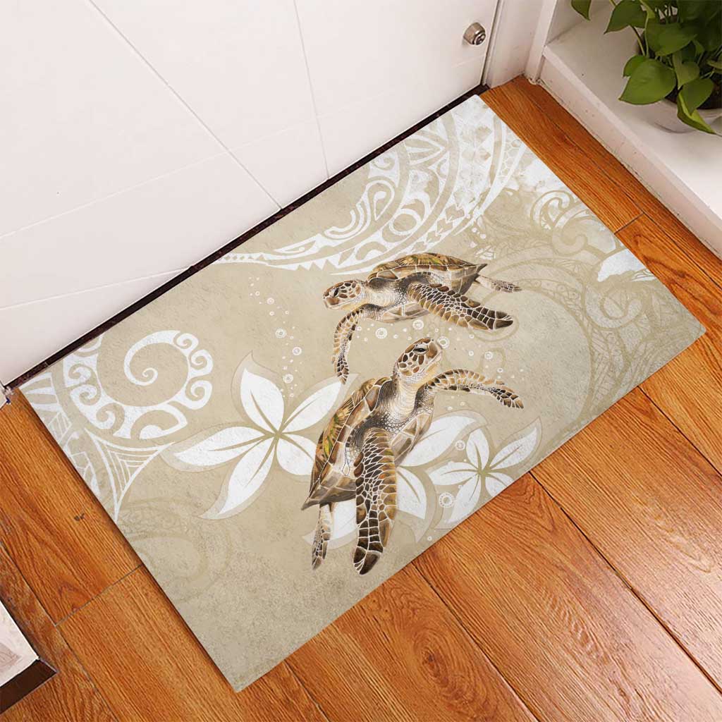 Happy Valentine's Day Polynesia Rubber Doormat SeaTurtle Couple Polynesian - Pollinate Color