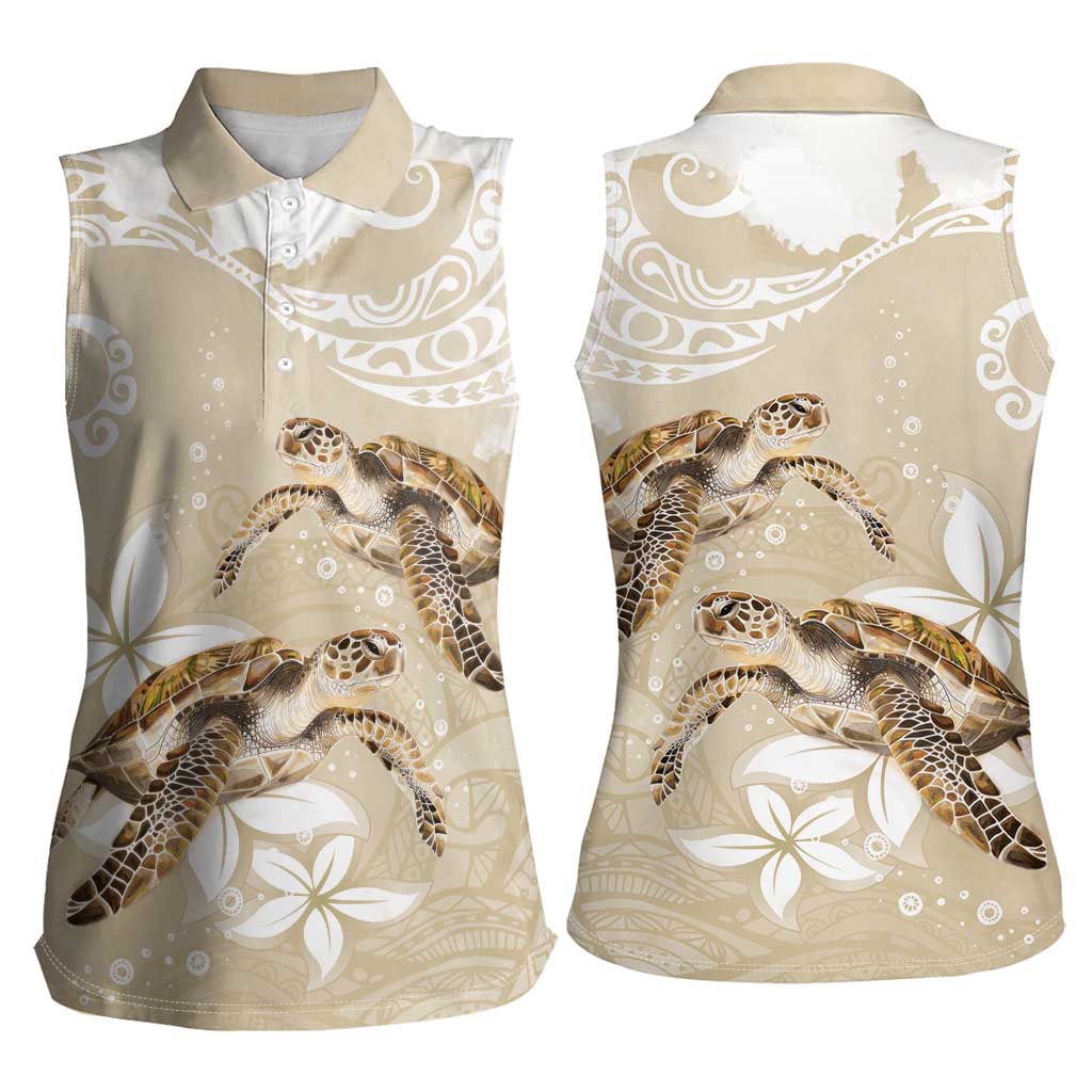 Happy Valentine's Day Polynesia Women Sleeveless Polo Shirt SeaTurtle Couple Polynesian - Pollinate Color LT14 - Polynesian Pride