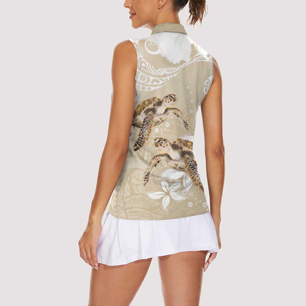Happy Valentine's Day Polynesia Women Sleeveless Polo Shirt SeaTurtle Couple Polynesian - Pollinate Color LT14 - Polynesian Pride