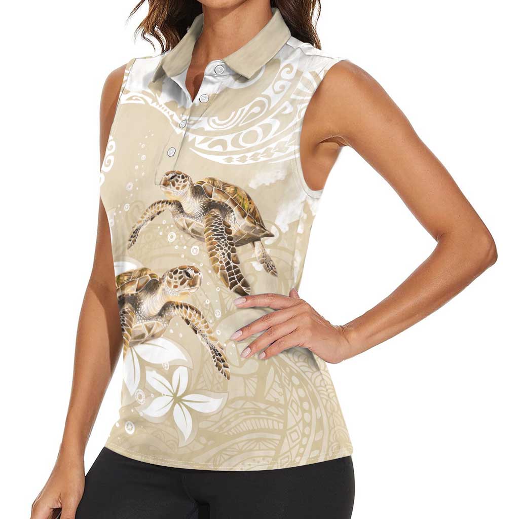 Happy Valentine's Day Polynesia Women Sleeveless Polo Shirt SeaTurtle Couple Polynesian - Pollinate Color LT14 - Polynesian Pride