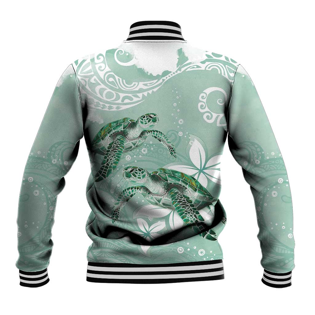 Happy Valentine's Day Polynesia Baseball Jacket SeaTurtle Couple Polynesian - Green Lester Color