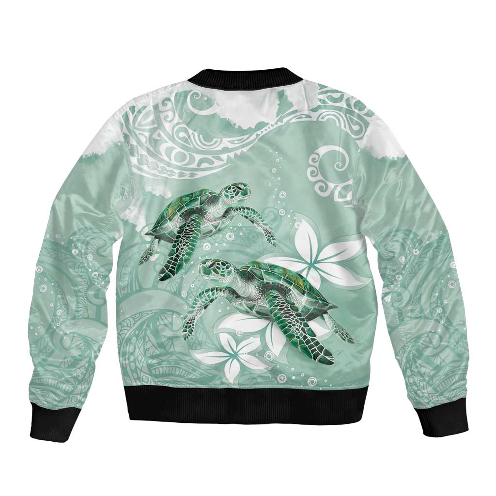 Happy Valentine's Day Polynesia Bomber Jacket SeaTurtle Couple Polynesian - Green Lester Color LT14 - Polynesian Pride