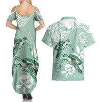 Happy Valentine's Day Polynesia Couples Matching Summer Maxi Dress and Hawaiian Shirt SeaTurtle Couple Polynesian - Green Lester Color LT14 - Polynesian Pride