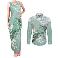 Happy Valentine's Day Polynesia Couples Matching Tank Maxi Dress and Long Sleeve Button Shirt SeaTurtle Couple Polynesian - Green Lester Color LT14 Green - Polynesian Pride
