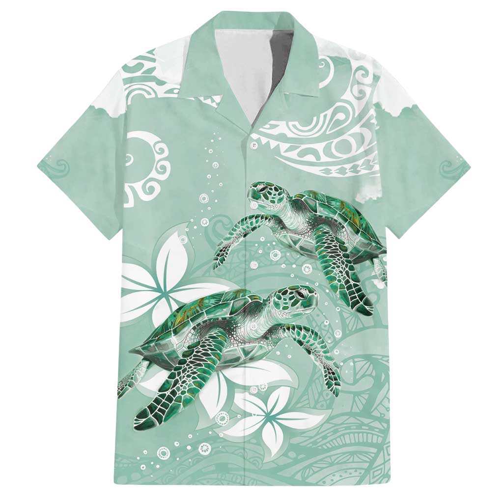 Happy Valentine's Day Polynesia Family Matching Long Sleeve Bodycon Dress and Hawaiian Shirt SeaTurtle Couple Polynesian - Green Lester Color LT14 Dad's Shirt - Short Sleeve Green - Polynesian Pride