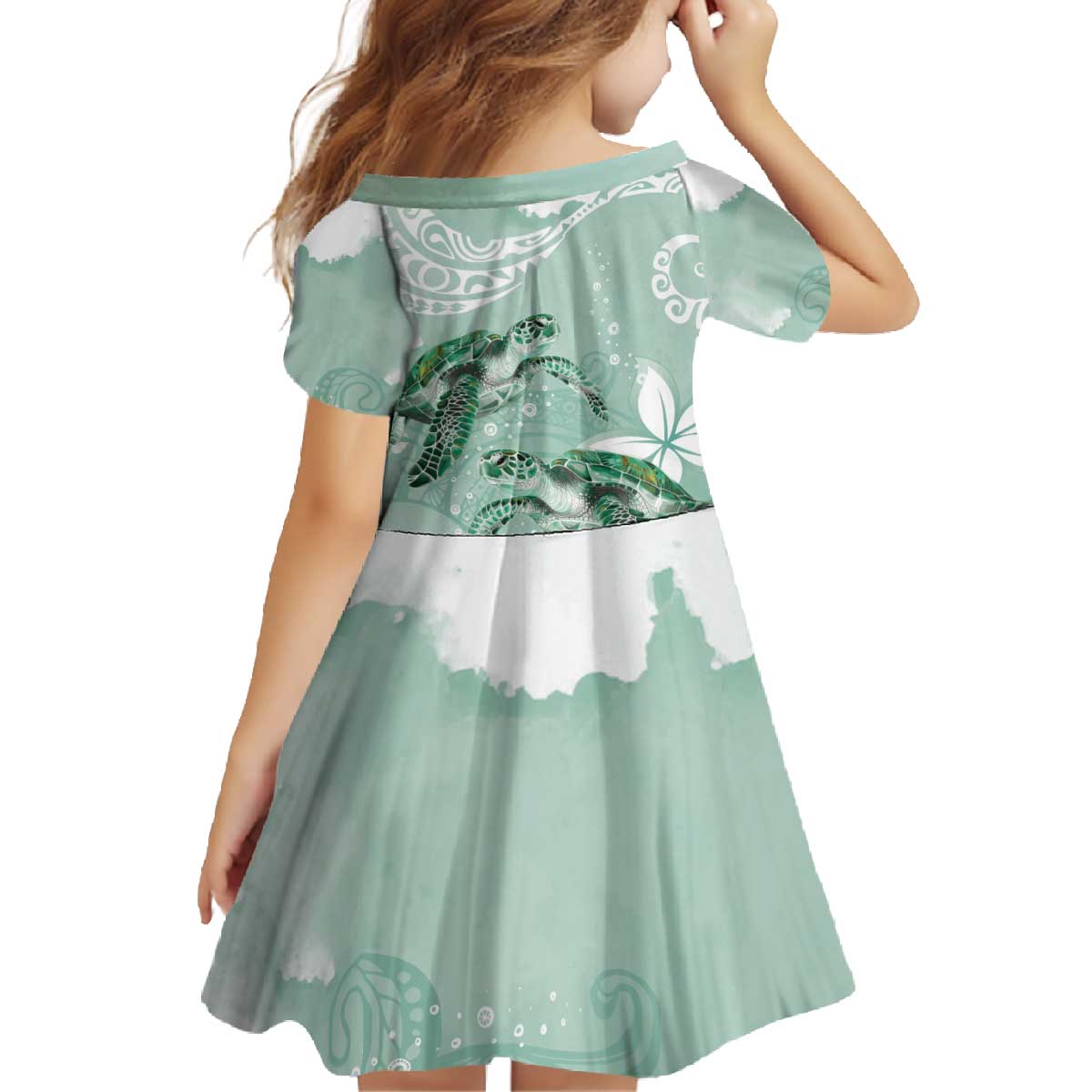 Happy Valentine's Day Polynesia Family Matching Off The Shoulder Long Sleeve Dress and Hawaiian Shirt SeaTurtle Couple Polynesian - Green Lester Color LT14 - Polynesian Pride