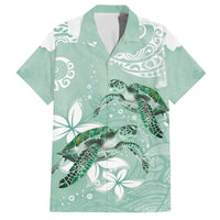 Happy Valentine's Day Polynesia Family Matching Off The Shoulder Long Sleeve Dress and Hawaiian Shirt SeaTurtle Couple Polynesian - Green Lester Color LT14 Dad's Shirt - Short Sleeve Green - Polynesian Pride