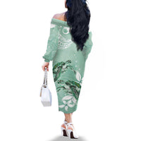 Happy Valentine's Day Polynesia Family Matching Off The Shoulder Long Sleeve Dress and Hawaiian Shirt SeaTurtle Couple Polynesian - Green Lester Color LT14 - Polynesian Pride