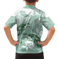 Happy Valentine's Day Polynesia Family Matching Off Shoulder Short Dress and Hawaiian Shirt SeaTurtle Couple Polynesian - Green Lester Color LT14 - Polynesian Pride