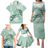 Happy Valentine's Day Polynesia Family Matching Puletasi and Hawaiian Shirt SeaTurtle Couple Polynesian - Green Lester Color LT14 - Polynesian Pride