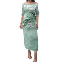Happy Valentine's Day Polynesia Family Matching Puletasi and Hawaiian Shirt SeaTurtle Couple Polynesian - Green Lester Color LT14 Mom's Dress Green - Polynesian Pride