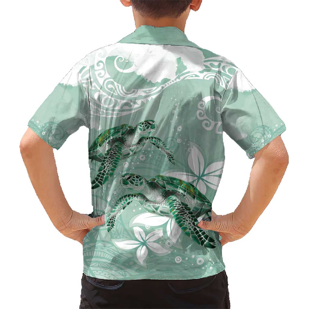 Happy Valentine's Day Polynesia Family Matching Short Sleeve Bodycon Dress and Hawaiian Shirt SeaTurtle Couple Polynesian - Green Lester Color LT14 - Polynesian Pride