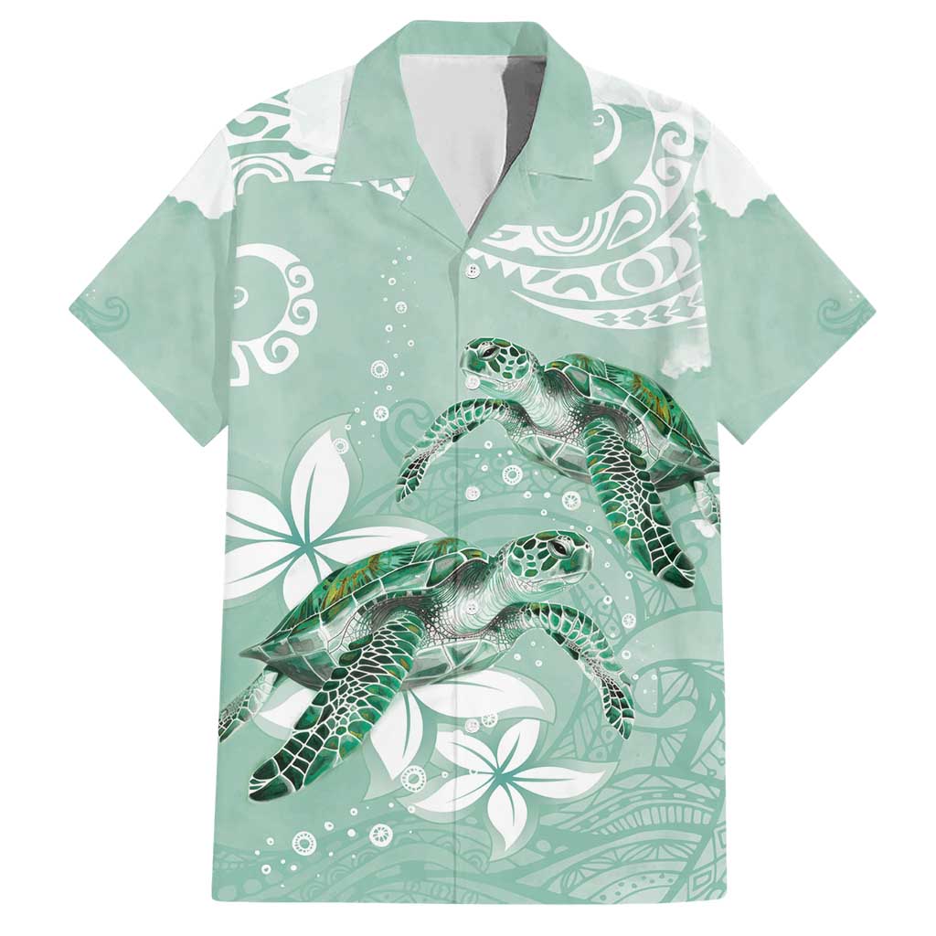 Happy Valentine's Day Polynesia Family Matching Short Sleeve Bodycon Dress and Hawaiian Shirt SeaTurtle Couple Polynesian - Green Lester Color LT14 Dad's Shirt - Short Sleeve Green - Polynesian Pride