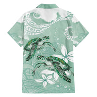Happy Valentine's Day Polynesia Family Matching Short Sleeve Bodycon Dress and Hawaiian Shirt SeaTurtle Couple Polynesian - Green Lester Color LT14 - Polynesian Pride