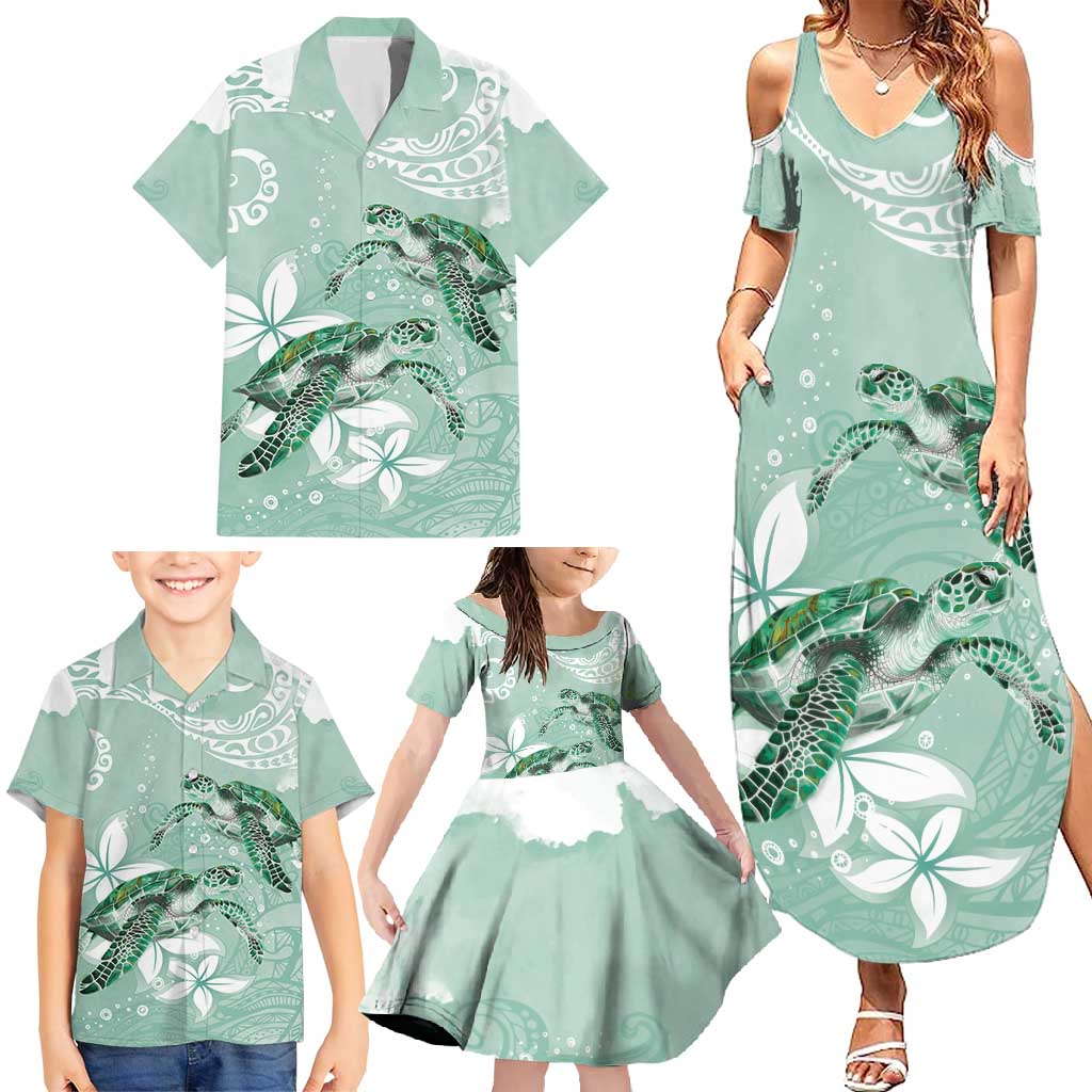 Happy Valentine's Day Polynesia Family Matching Summer Maxi Dress and Hawaiian Shirt SeaTurtle Couple Polynesian - Green Lester Color LT14 - Polynesian Pride