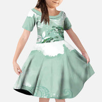 Happy Valentine's Day Polynesia Family Matching Tank Maxi Dress and Hawaiian Shirt SeaTurtle Couple Polynesian - Green Lester Color LT14 Daughter's Dress Green - Polynesian Pride